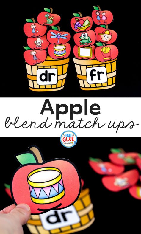 This Apple Blends Match-Up helps students pull together individual sounds or syllables within words in an enjoyable hands-on way #literacy #literacycenters Blend Words Activities, Sound Blending Activities, Constant Blends, Consonant Blends Games, Kinder Literacy Centers, Initial Blends, Blends Activities, Early Years Classroom, Word Boxes