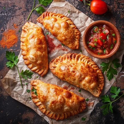 Enjoy this easy Haitian Pâté Kodé recipe! Savory, flaky pastries filled with spiced meat, perfect for snacks or gatherings. Ready in 75 mins. Stuffed Empanadas, Sandwich Specials, Potato Empanadas, Hand Pies Savory, Chicken Empanadas, Wheat Pizza Dough, Pie Dough Recipe, Stuffed Bread, Beef Empanadas