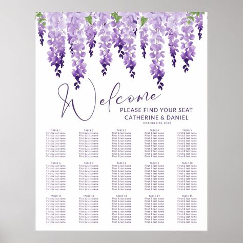 Palm Sketch, White Wedding Seating Chart, Lilac Wedding Themes, Wedding Decals, Yellow Wedding Cake, Wisteria Wedding, Invitation Examples, Wedding Poster, Lilac Wedding