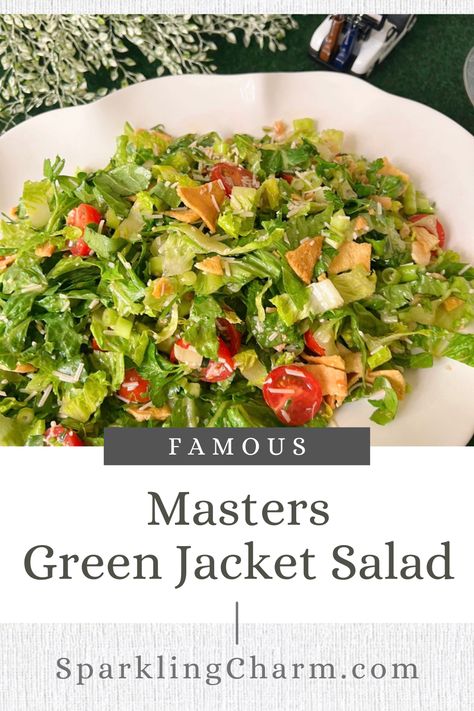 How To Make The Masters Famous Green Jacket Salad Green Jacket Salad Recipe, Green Jacket Salad, Whole30 Soup Recipes, Salads For A Crowd, Green Salad Recipes, Masters Golf, Tossed Salad, Pita Chips, The Masters