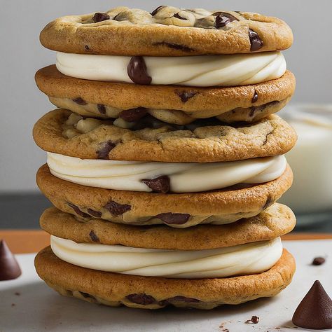 Chocolate Chip Cookie Sandwich Recipe - Instacart Easy Cookie Sandwich Recipe, Chocolate Chip Cookie Sandwich, Sandwich Cookie, Chocolate Chip Sandwich Cookies, Cookie Sandwich, Cookie Sandwich Recipes, Homemade Sandwich, Ice Cream Cookie Sandwich, Chocolate Chip Cookie Cake