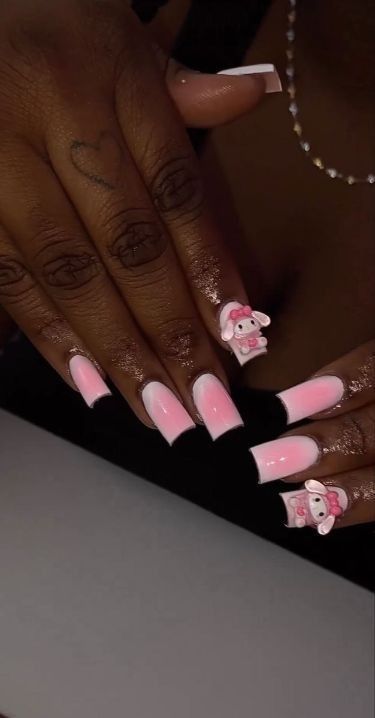 #fashion #pinkcore #coquette #2000sfashion #2000saesthetics #girlblogger #coquetteaesthetic #dollettecore #princess #moots #f4follow #Sanrio #aesthetic #justgirlythings #justagirl Pink Nails My Melody, Nails Acrylic Hello Kitty, Cutecore Nails, My Melody Nails, Sanrio Aesthetic, Aesthetic Nails, Y2k Nails, Nail Idea, Short Nail