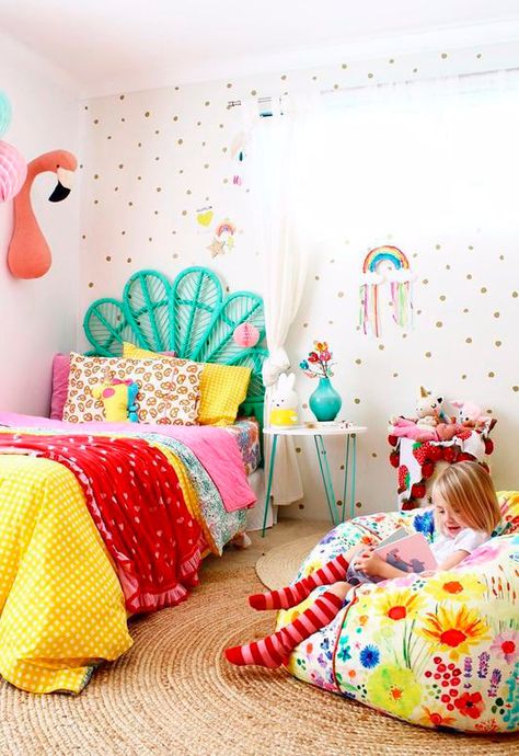 Kids Bedroom Ideas, Colorful Bedroom Decor, Rainbow Bedroom, Colorful Bedroom, Rainbow Room, Ideas Room, Casa Vintage, Toddler Bedrooms, Girls Red