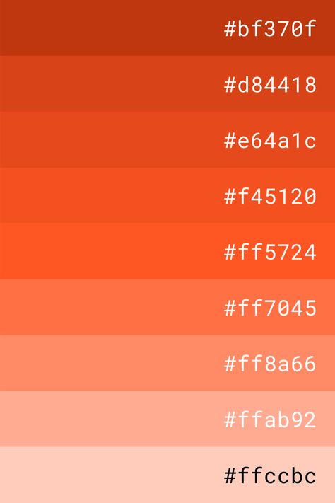 Orange Color Palette Hex Codes, Orange Hex Code, Fall Color Palette Hex Codes, Color Palette Orange, Orange Colour Palette, Pallets Color, Color Palette With Hex Codes, Orange Color Code, Pallete Color