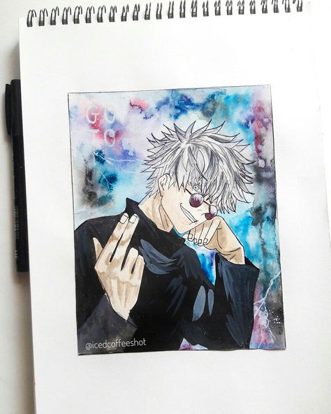 #gojo #gojosatoru #jujutsukaisen Gojo Watercolour, Gojo Illustration, Abs Workout Gym, Watercolour Art, Gojo Satoru, Workout Gym, Fine Arts, Jujutsu Kaisen, Watercolor Illustration