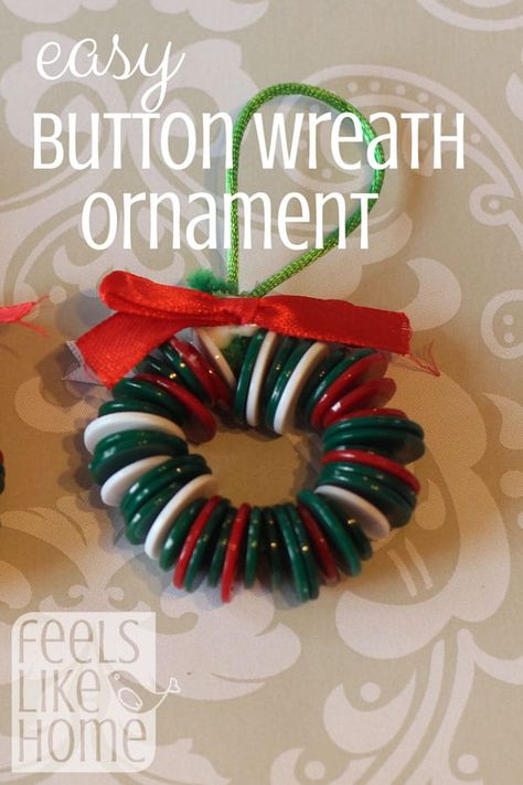 This fun DIY button Christmas ornament craft is super simple & easy, and the results are always great! Your 3 and 4 year old preschoolers will love making these cute little wreath ornaments for their Christmas trees, but they're awesome for kindergarten, older kids, and even teens! Learn how to make these holiday wreath crafts. #bestcrafts #craftsforkids #kidscrafts #kidsactivities #Christmascrafts #holidaycrafts Holiday Wreath Craft, Christmas Button Crafts, Button Crafts For Kids, Button Wreath, Craft For Preschoolers, Wreath Ornaments, Button Ornaments, Baby Christmas Ornaments, Christmas Crafts For Toddlers