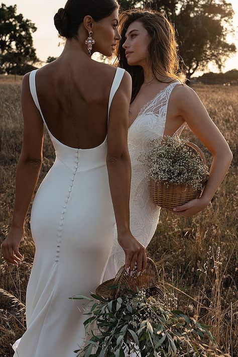 Meet Grace and Dahlia, Grace Loves Lace’s Latest Bridal Additions Fit Flare Wedding Dress, Short White Dress Wedding, Flare Wedding Dress, Knee Length Wedding Dress, Satin Bridal Gowns, Mini Wedding Dresses, Women Bride, Fit And Flare Wedding Dress, Grace Loves Lace