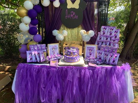 Purple Minnie Mouse Theme Birthday Party Ideas #birthday Purple Minnie Mouse Party, Minnie Mouse Theme Birthday, Cake Table Backdrop, 2023 Birthday, Party Ideas Birthday, Birthday Purple, Table Backdrop, Minnie Birthday Party, 3 Birthday