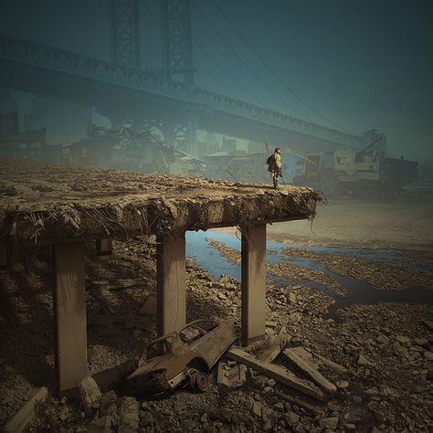 michał karcz's 'parallel worlds' are seemingly pulled from the pages of a novel, where the world meets a dismal fate and few are left to witness its remains. Apocalypse Landscape, Dystopian Art, Post Apocalyptic City, Dystopian Aesthetic, Apocalypse World, Apocalypse Aesthetic, Post Apocalyptic Art, Apocalypse Art, Post Apocalypse