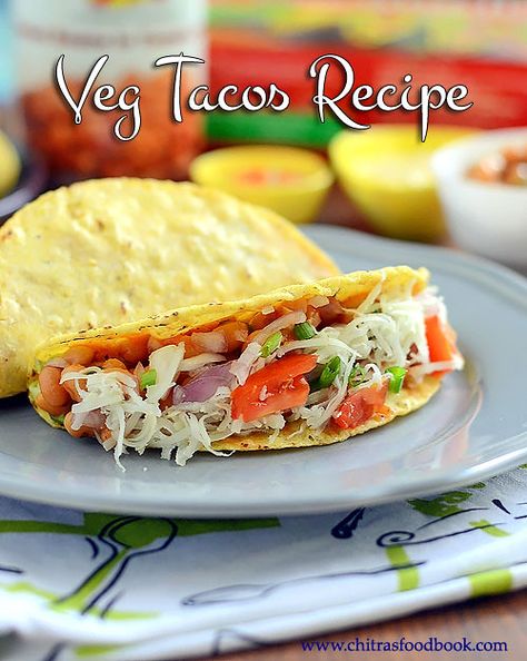 Vegetarian tacos recipe Recipes Using Baked Beans, Veg Tacos, Beans In Tomato Sauce, Vegetarian Tacos Recipes, Green Chilli Sauce, Vegan Tortilla, Traditional Mexican Dishes, Vegetarian Tacos, Fire Food