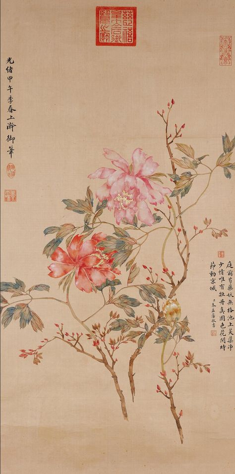 Peony Chinese, Empress Dowager Cixi, Chinese Flowers, Traditional Chinese Art, Peony Art, Light Board, Vintage Botanical, Floral Illustrations, Chinese Art