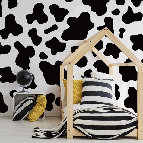 PRICES MAY VARY. What You Will Get - Package contains 3 large sheets of black cow print wall decals, enough quantity to decorate your baby's bedroom, living room, playroom, nursery, classroom and so on. Cow Print Design - These wall decals adopt cute black cow print design, the simple but chic style can be widely applied for versatile occasions, adding a touch of elegance and beauty to your interior space. Waterproof & Reliable - The cow print wall stickers are made of premium vinyl material, wh Cow Mural, Cow Print Wall, Nursery Classroom, Girls Room Wallpaper, Pink Girl Room, Playroom Nursery, Living Room Nursery, Wall Paint Designs, Black Cow