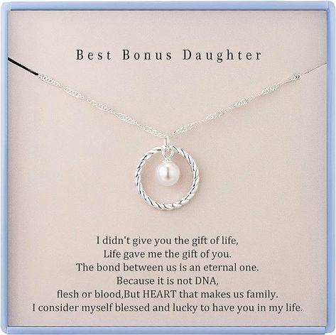 Amazon.com: Bonus Daughter Necklace from Bonus Mom Step Daughter Presents Sterling Silver Necklace Bonus Daughter Gifts: Clothing, Shoes & Jewelry Bonus Daughter Wedding Gift, Wedding Vows To Step Daughter, Bonus Daughter Gifts, Bonus Daughter, Daughter Wedding Gifts, Step Daughter, Burning Love, Lucky To Have You, Daughter Necklace