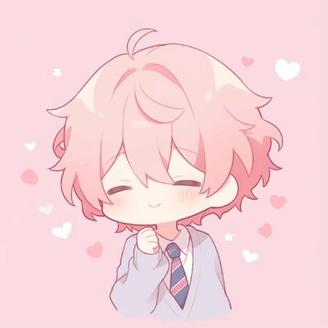 Anime Pink Character, Anime Cute Boy, Pink Boy, Pink Hair Anime, Chibi Boy, Chibi Anime Kawaii, Boy Drawing, Cute Animal Drawings Kawaii, Cute Anime Chibi