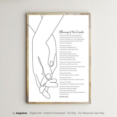 Blessing of the Handswedding Vowsmarriage Printprintable - Etsy Australia Blessing Of The Hands Wedding, Standard Wedding Vows, Blessing Of The Hands, Language Classroom Decor, Marriage Poems, Love Vows, Poem Poster, Quote Wedding, Frames Sizes