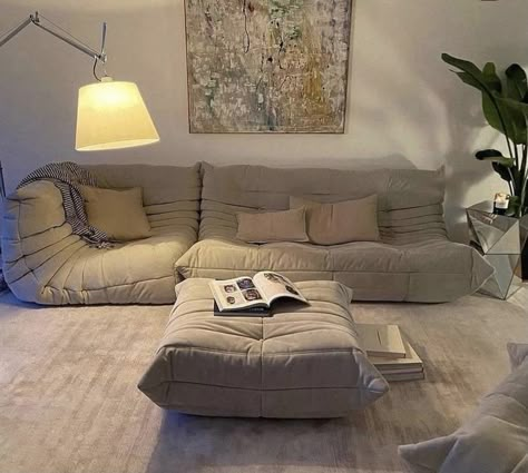 Togo Couch Living Rooms, Togo Sofa Living Room Aesthetic, Togo Sectional, Brown Togo Sofa, Togo Sofa Ligne Roset, Floor Couch, Deco Marine, Togo Sofa, Bedroom Redesign