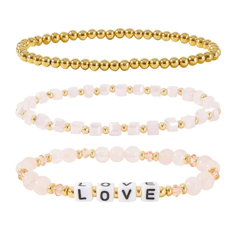 PRICES MAY VARY. 【Gold Crystal Bracelets Set】mama bracelet is a stunning addition to any woman's jewelry collection. dainty gold beaded bracelet is delicately adorned with sparkling crystals and natural stone beads, creating a luxurious and sophisticated look. This beaded bracelets set comes with three separate pieces that can be worn together or separately, making it versatile and perfect for any occasion 【Hypoallergenic】14k REAL gold plated, we make our bracelets lead-free, nickel-free to prot Leather Heart Choker, Crystal Beaded Bracelets, Mama Bracelet, Heart Choker, Bracelets Set, Bracelet Dainty, Gold Bead Bracelets, Crystal Beads Bracelet, Elegant Bracelet