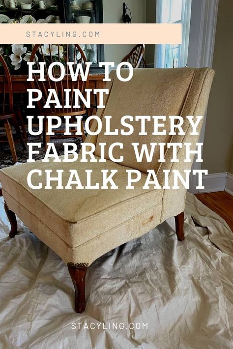 Paint Upholstery Fabric, Painting Upholstery Fabric, Chalk Paint Fabric, How To Paint Fabric, Painting Upholstered Furniture, Furniture On A Budget, Painting Fabric Chairs, Painting Fabric Furniture, Paint Upholstery