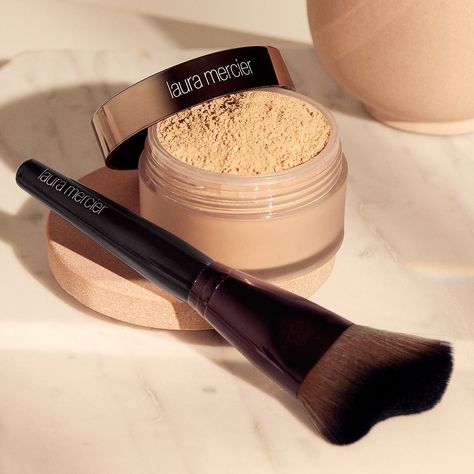 Makeup Powder Aesthetic, Powder Aesthetic, Basic Makeup Items, Vanity Products, Laura Mercier Loose Setting Powder, My Makeup Routine, Makeup Materials, Blush Beauty, Makeup Powder