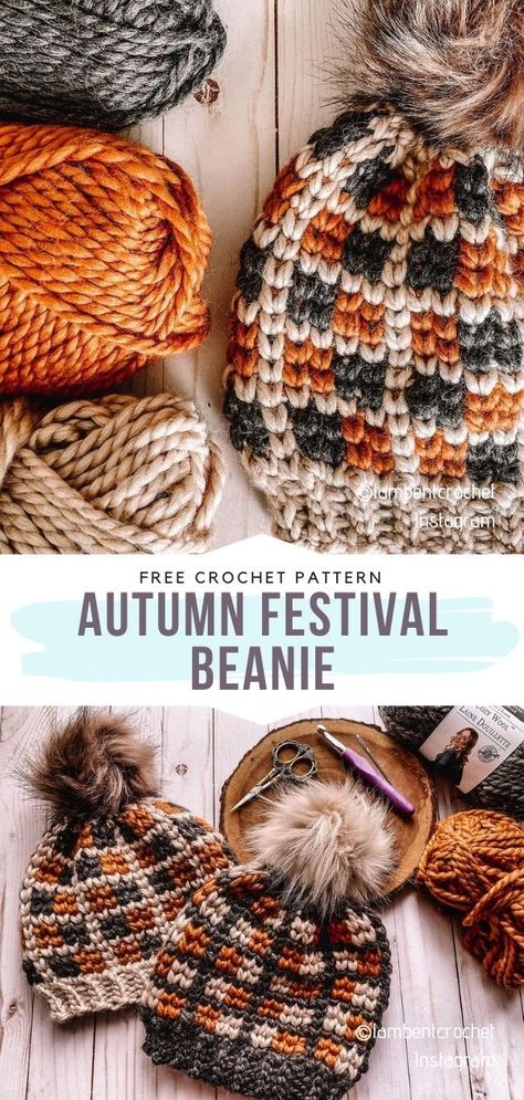 Autumn Festival Beanie Free Crochet Pattern This beanie will be perfect for long autumn walks in the park. Isn't this combination of colors wonderful? Go follow @lambentcrochet for more inspiration! #CrochetBeanie #CrochetHat #FreeCrochetPattern Hats For Fall, Free Patterns For Crochet, Beanie Free Crochet Pattern, Crochet Autumn, Patterns For Crochet, Slouchy Hats, Crochet Slouchy Hat, Fall Crochet Patterns, Crochet Hat Free