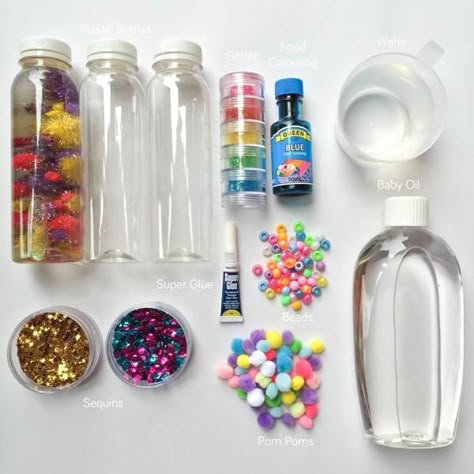 Baby Sensory Bottles, Diy Sensory Toys, Diy Toddler Toys, Discovery Bottles, Pin Diy, Baby Sensory Play, Sensory Crafts, Baby Toys Diy, Baby Play Activities