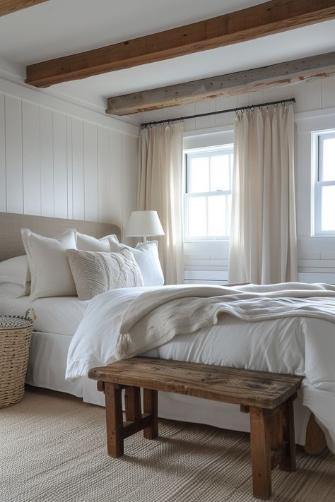 Rustic Elegance: Modern Farmhouse Master Retreat New England Bedroom, England Farmhouse, Nantucket House, Rosecliff Mansion, House Quiz, Statement Chandelier, New England Farmhouse, Marble House, Farmhouse Master