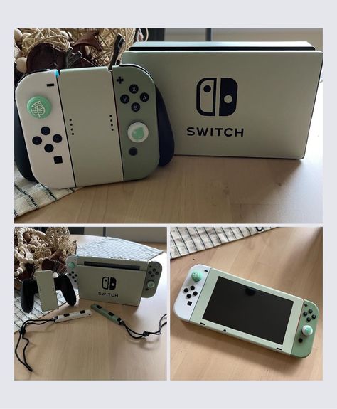 Aesthetic Switch Case, Custom Switch Nintendo, Switch Skin Aesthetic, Gaming Switch Aesthetic, Nintendo Switch Flatlay, Nintendo Switch Aesthetic Green, Nintendo Switch Setup, Nintendo Switch Aesthetic Case, Aesthetic Nintendo Switch