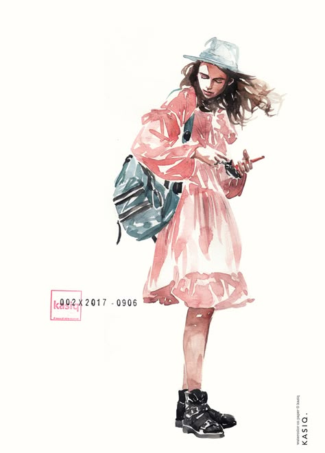 Fashion Illustration on Behance Kasiq Jungwoo, Watercolor Fashion Sketch, Human Figure Sketches, Fashion Illustration Watercolor, Sketching Techniques, Watercolor Fashion, Sketch Style, Figure Sketching, Fashion Sketch