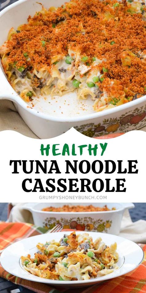 Healthy Tuna Noodle Casserole, Tuna Noodle Casserole Healthy, Tuna Noodle Casserole Easy, Classic Tuna Noodle Casserole, Tuna Fish Recipes, Tuna Noodle Casserole Recipe, Whole Wheat Noodles, Tuna Casserole Recipes, Healthy Tuna