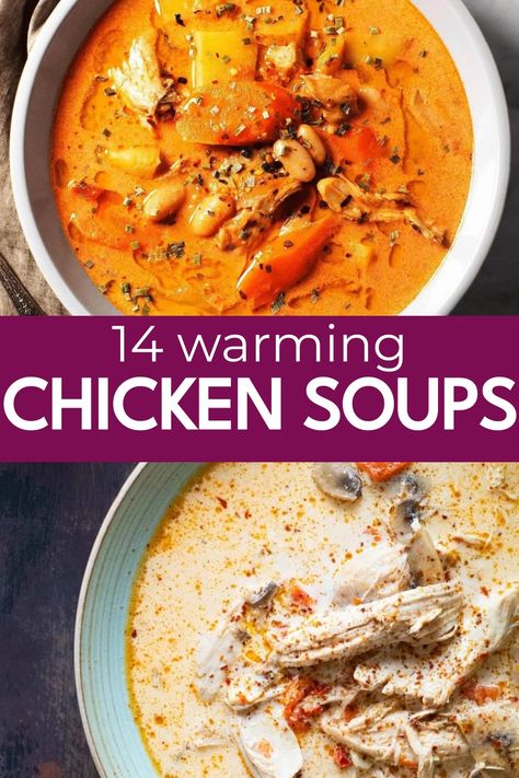 Thai Chicken Soup Recipes, Asian Chicken Soup, Yellow Lentil Soup, Dinners For Families, Chicken Coconut Soup, Coconut Chicken Soup, Thai Coconut Chicken Soup, Spicy Chicken Soup, Soup Spicy