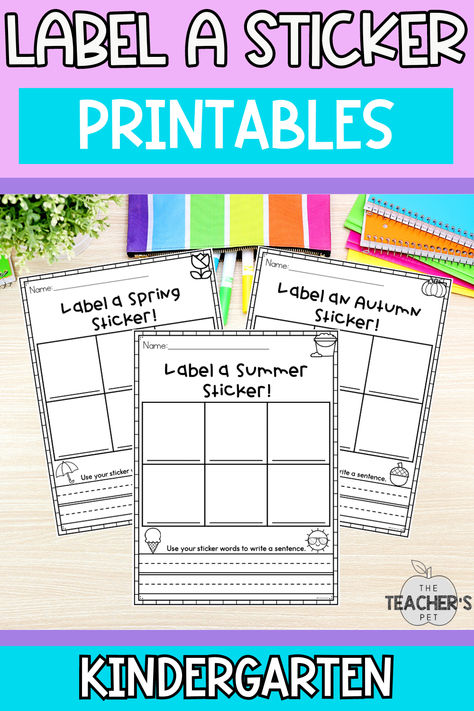 Your kindergarten students will adore this label a sticker learning provocation; even those reluctant writers! Simply print, and provide a variety of stickers, seasonal, holiday, or any other kind and you have a fun literacy center ready to go!  Students will choose 6 different stickers and place them in the boxes. Then, they label it using all the skills they need to spell: printing skills, sound segmentation, and phonics. Sound Segmentation, Daily Schedule Cards, Seasonal Printables, Morning Tubs, Teacher's Pet, Schedule Cards, Bulletin Board Display, Teachers Pet, Literacy Center