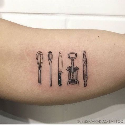 Whisk Tattoo, Culinary Tattoos, Chef Tattoo, Food Tattoos, Knife Tattoo, Trendy Tattoos, Matching Tattoos, Beauty Tattoos, Body Modifications