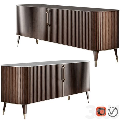 Sideboard with sliding doors made of planks and narrow matte brass handles. Top cover in 2 finishes Carrara marble and cherry wood veneer. Classic Chest Of Drawers, Sideboard Sliding Doors, Eden Rock, Best Leather Sofa, Chest Of Drawer, Dressing Table Design, Art Deco Interior Design, Deco Bathroom, Sleek Furniture