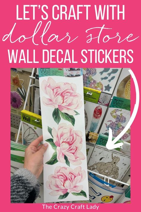 lets craft with flower dollar store wall decals Light Pink Paint, Mod Podge Crafts, Gold Tray, Mason Jar Flowers, Tin Can Crafts, White Spray Paint, Flower Wall Decals, Floral Decal, Candle Displays