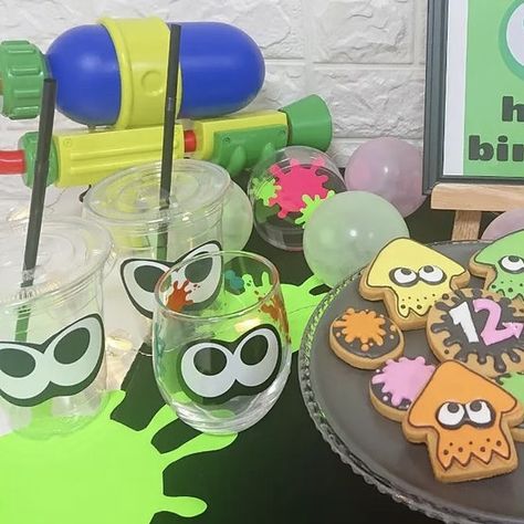 Splatoon Party Decorations, Splatoon Party Ideas, Splatoon Birthday Party Ideas, Splatoon Moodboard, Splatoon Food, Inkopolis Square, Splatoon Party, Splatoon Birthday, Splatoon Aesthetic