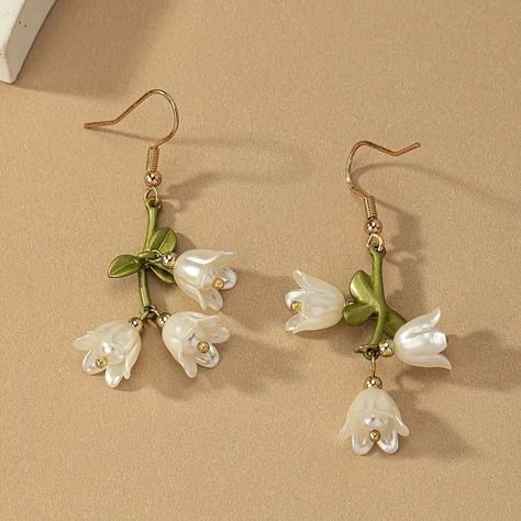 Trendy Refreshing Flower Dangle Earrings Bohemian Style - Temu White Lily Flower, Countryside Style, Flower Dangle Earrings, Alloy Earrings, Earrings Bohemian, White Orchids, Trendy Earrings, Orchid Flower, Trendy Gift