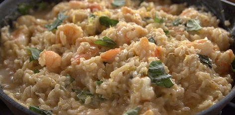 Lemon Basil Shrimp Risotto by Ree Drummond Filet Mignon Chorizo, Basil Shrimp, Shrimp Risotto, Risotto Recipe, Food Network Canada, Lemon Basil, Cooked Chicken, Risotto Recipes, Ree Drummond