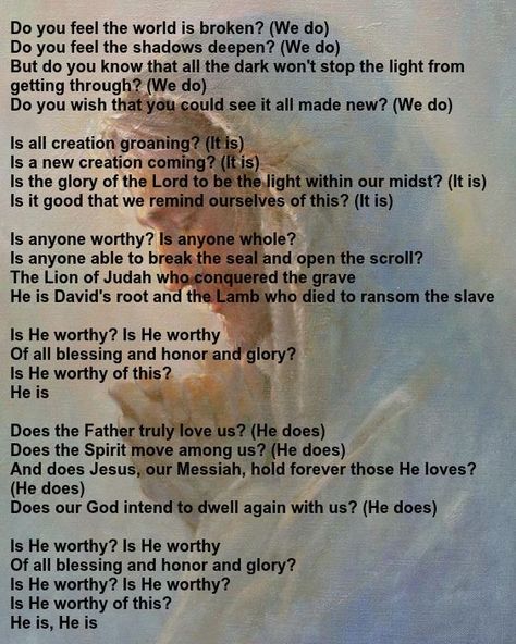 "Is He Worthy?" recorded by Chris Tomlin Chris Tomlin Songs, Is He Worthy, Christian Song Lyrics Quotes, Worthy Is The Lamb, Prayer Boards, Christian Lyrics, Jewelry Stamping, Waterfall Scenery, Christian Worship