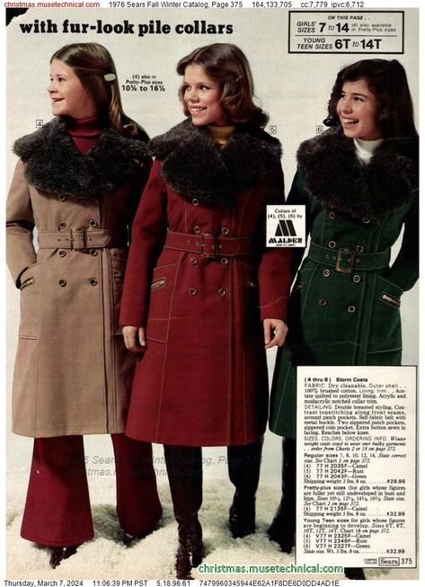 1976 Sears Fall Winter Catalog, Page 375 - Catalogs & Wishbooks 1970s Winter Fashion, 70s Winter Fashion, 1976 Fashion, 70s Winter, Sears Catalog, Seventies Fashion, Aesthetic Clothes, Winter Fashion, 1970s