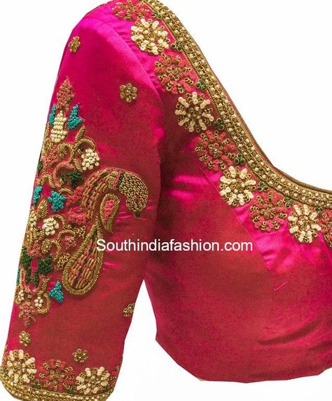 This Boutique Creates The Most Stunning Wedding Blouse Designs – South India Fashion Embroidery Thread Work, Wedding Saree Blouse Designs, Sari Blouse Designs, Wedding Blouse Designs, Blouse Designs Indian, Silk Saree Blouse Designs, Simple Blouse Designs, Blouse Designs Silk, Elegant Blouse Designs