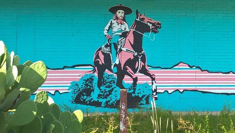 Street Art Cowboy Mural, Western Mural, Street Art Graffiti Murals, Austin Murals, Urban Art Graffiti, Austin Art, 3d Street Art, Graffiti Murals, Art Graffiti