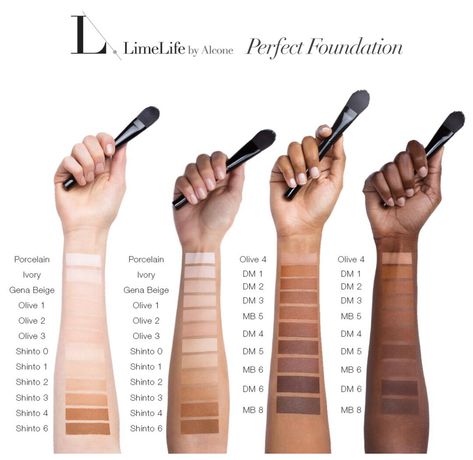 Limelife by Alcone perfect foundation swatches Alcone Makeup, Normal Skin Care Routine, Foundation Swatches, Limelife By Alcone, Sunday Style, Concealer Colors, Beauty Guide, Skin Therapy, Foundation Shades