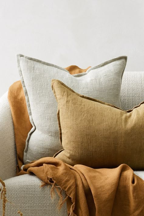 Cushion Collection, Natural Cushions, Pillow Styling, Dream Living, Contemporary Aesthetic, Linen Cushion, Couch Pillows, Season Colors, Autumn Home