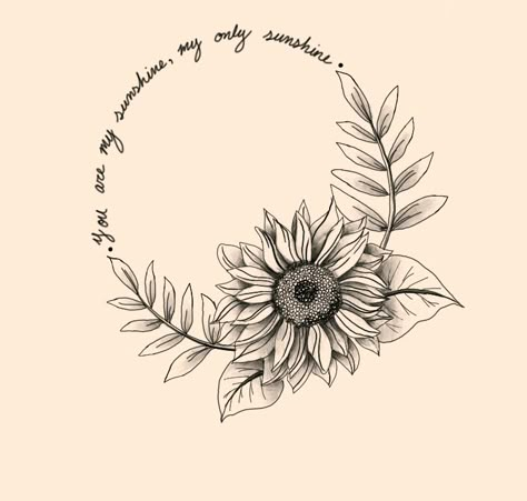 Sunflower Circle Tattoo, Dream Catcher Sunflower Tattoo, Sunflower Wreath Tattoo, Meaningful Sunflower Tattoo, Sunflower Bible Verse Tattoo, Let Them With Flowers Tattoo, Cover Me In Sunshine Tattoo, Tattoo Ideas Sunshine, Sunshine Flower Tattoo