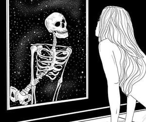 A Skeleton, The Sky, Skeleton, A Woman, Mirror, Stars