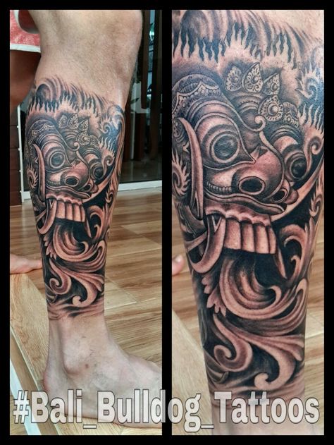 #Bali_Mask_Tattoo #Rangda_Mask_Tattoo #Bali_Style_Tattoo #Bali_Bulldog_Tattoos #Bali_Tattoo #Bali_Bulldog_Tattoo Bali Mask, Balinese Tattoo, Bali Tattoo, Bulldog Tattoo, Mask Tattoo, Bali Style, Style Tattoo, Leg Sleeve, Leg Sleeves