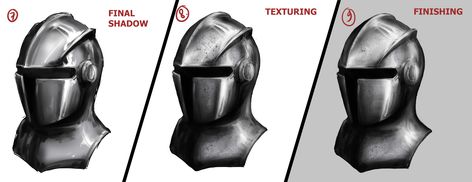 How to Paint Metal Material “Mechanical Design #1” by AwanNdus - CLIP STUDIO TIPS Medieval Helmets, Draw Shapes, Simple Object, Body Drawing, Steel Metal, Mechanical Design, Steel Material, Realistic Drawings, Metal Artwork