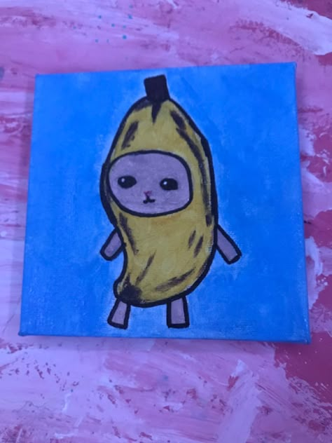 Easy Thing To Paint For Beginners, Silly Canvas Paintings, Funny Mini Canvas Painting, Silly Paintings On Canvas, Memes Painted Canvas, Weird Things To Paint, Cool Pumpkin Painting Ideas Creative, Funny Acrylic Paintings, Canvas Painting Ideas Funny