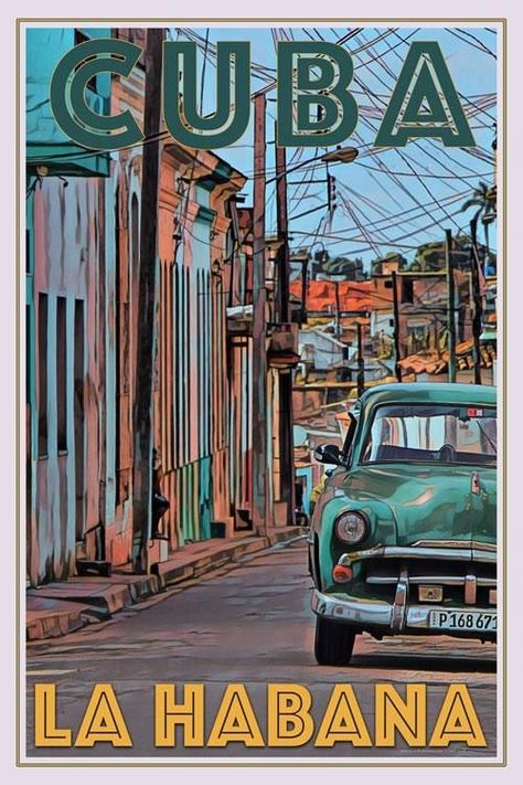 La Habana • Cuba ~ My Retroposter Vintage Cuba Poster, Vintage Cuba Aesthetic, Cuba Aesthetic, Cuban Poster, Cuba Poster, Vintage Cuba, Poster Vintage Retro, New York Poster, Vintage Poster Design