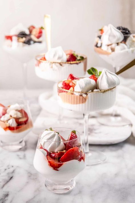 Eton Mess Recipe, Whipped Cream Strawberry, Strawberry Curd, Homemade Marshmallow Fluff, Ice Creamery, Desserts In A Glass, Berry Recipes, California Almonds, Strawberry Whipped Cream